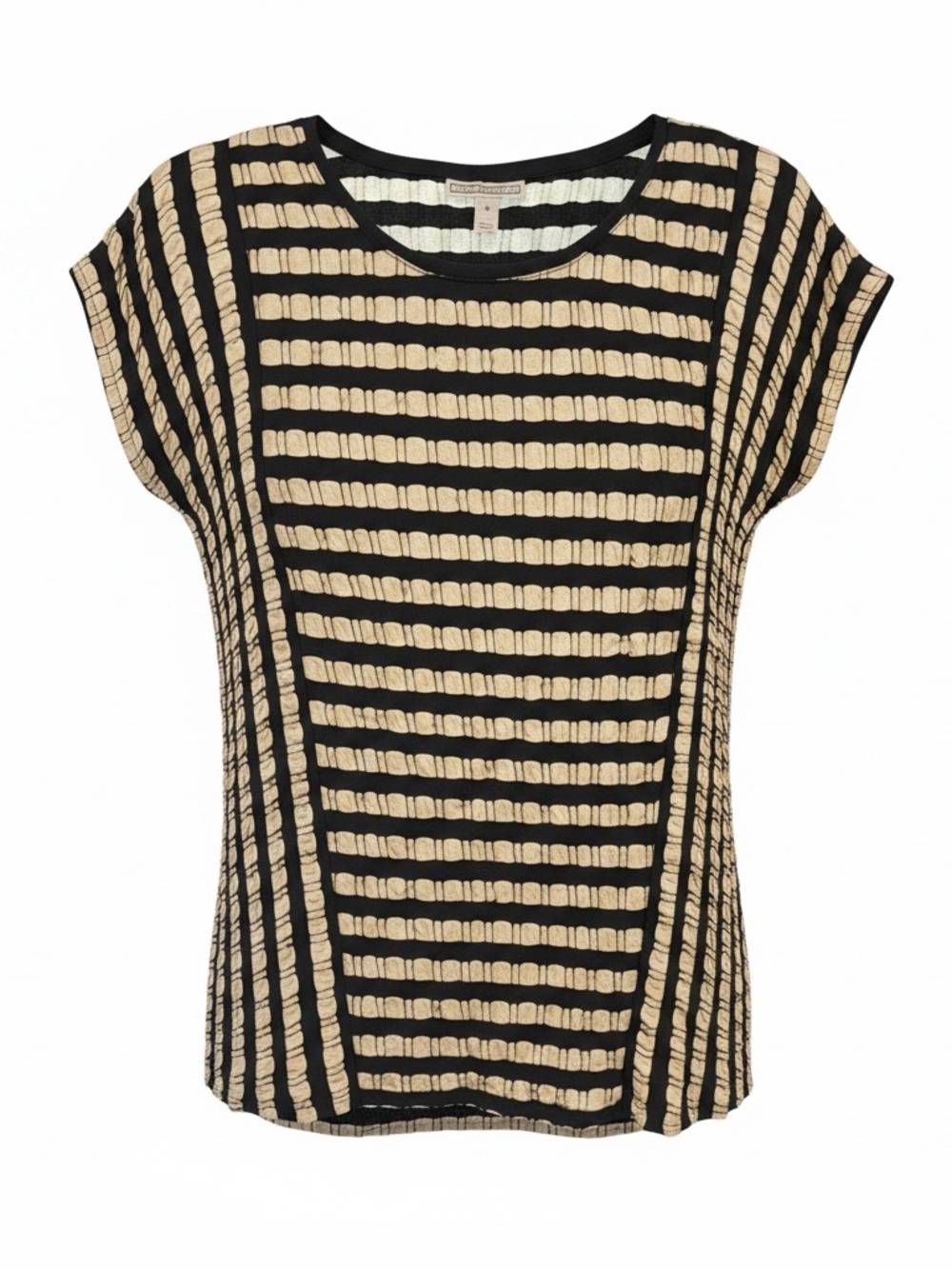 Dana Buchman Black & Cream Striped Short-Sleeve Top